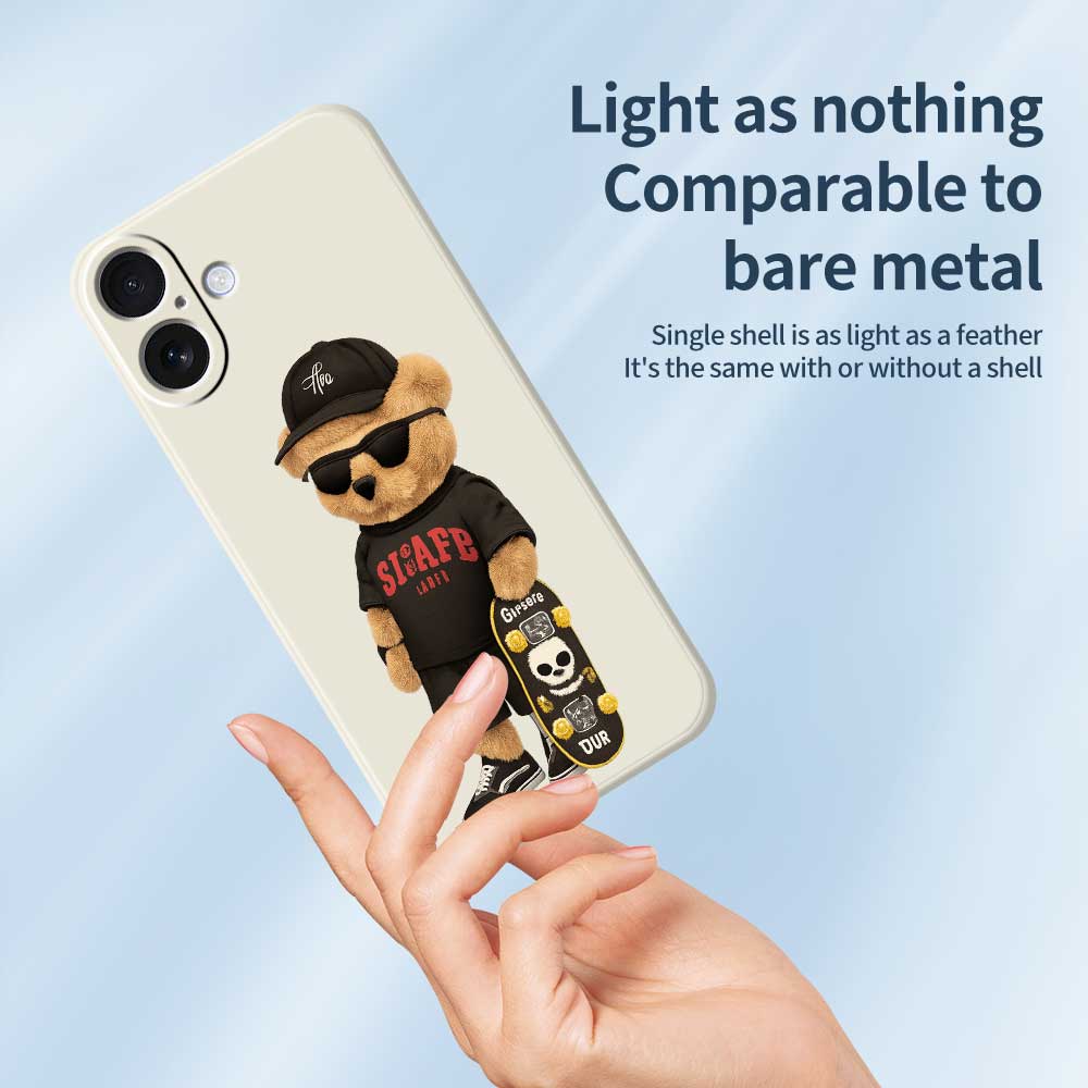 For iPhone 17 Case Cool Bear Pattern Printing Straight Edge TPU Phone Back Cover