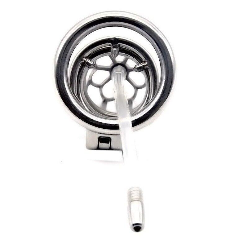 CB Lock for Men Stainless Steel Penis Cage Adult Sex Toy Cock Cage Cockring BDSM Slave Chastity Fetish Urinary Catheter