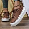 PU Leather Platform Sneakers Women Men Fashion Height‑Increase Walking Shoes Waterproof Thick Bottom Casual Sports Shoes