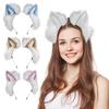 Faixa de cabelo de pele de raposa de imitação com orelhas de gato, estilo de pelúcia, fantasia de dramatização, faixa de cabeça feita à mão, adereços de cosplay