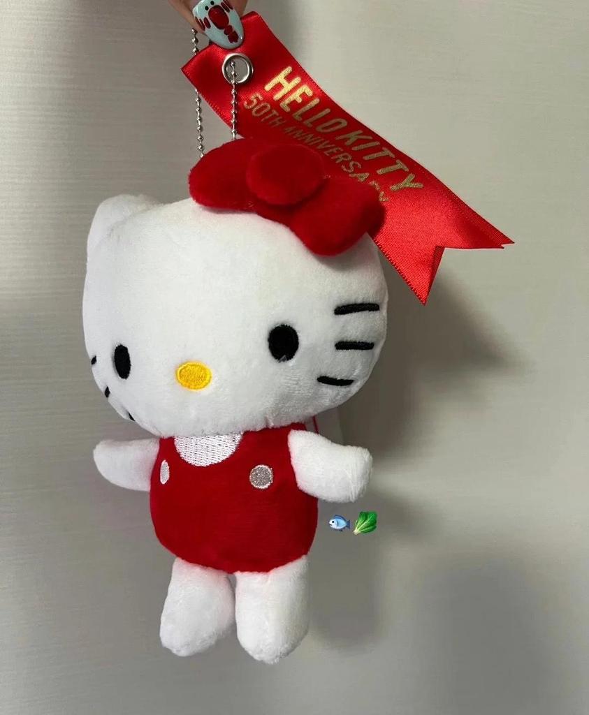 50-årsjubileum Hello Kitty Docka Hänge Nyckelring: Damryggsäck i svart läderaccessoar