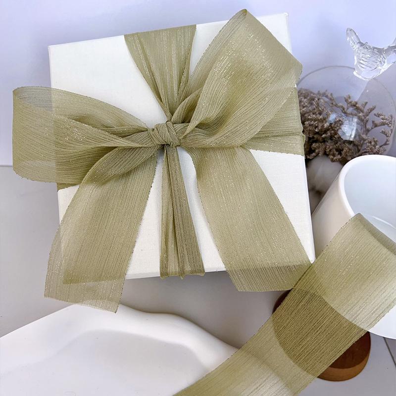 1PC Silver Glitter Ribbon Sparkling Organza Ribbon Ribbon Bow Wedding Cards & Invitations