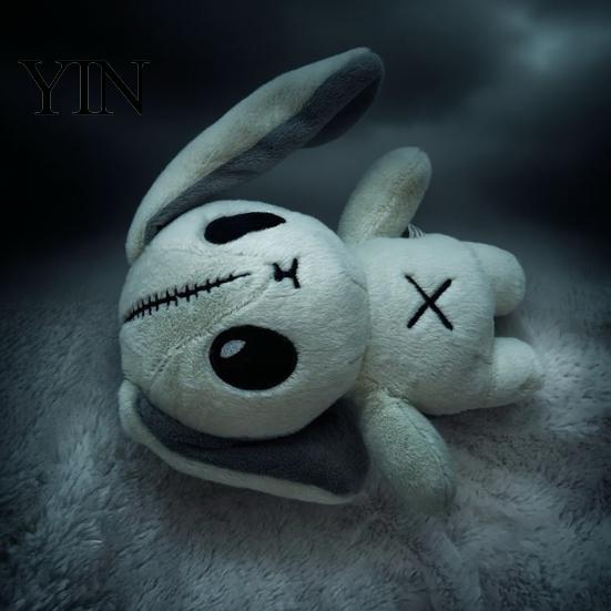 Unique Photography Prop Halloween Horror Bunny Plush Toy, Cute Creepy Rabbit Stuffed Animal Alternative Room Decor Doll for Kids, Soft Collectible