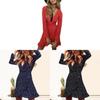 Elegant 128 Digital Print Irregular Ruffle Hem Polka Dot Deep V Chiffon Dress For Stylish Adults