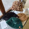 Hat female autumn and winter sweet and cute imitation fur barrel leopard print plush fisherman warm thickened basin hat tide