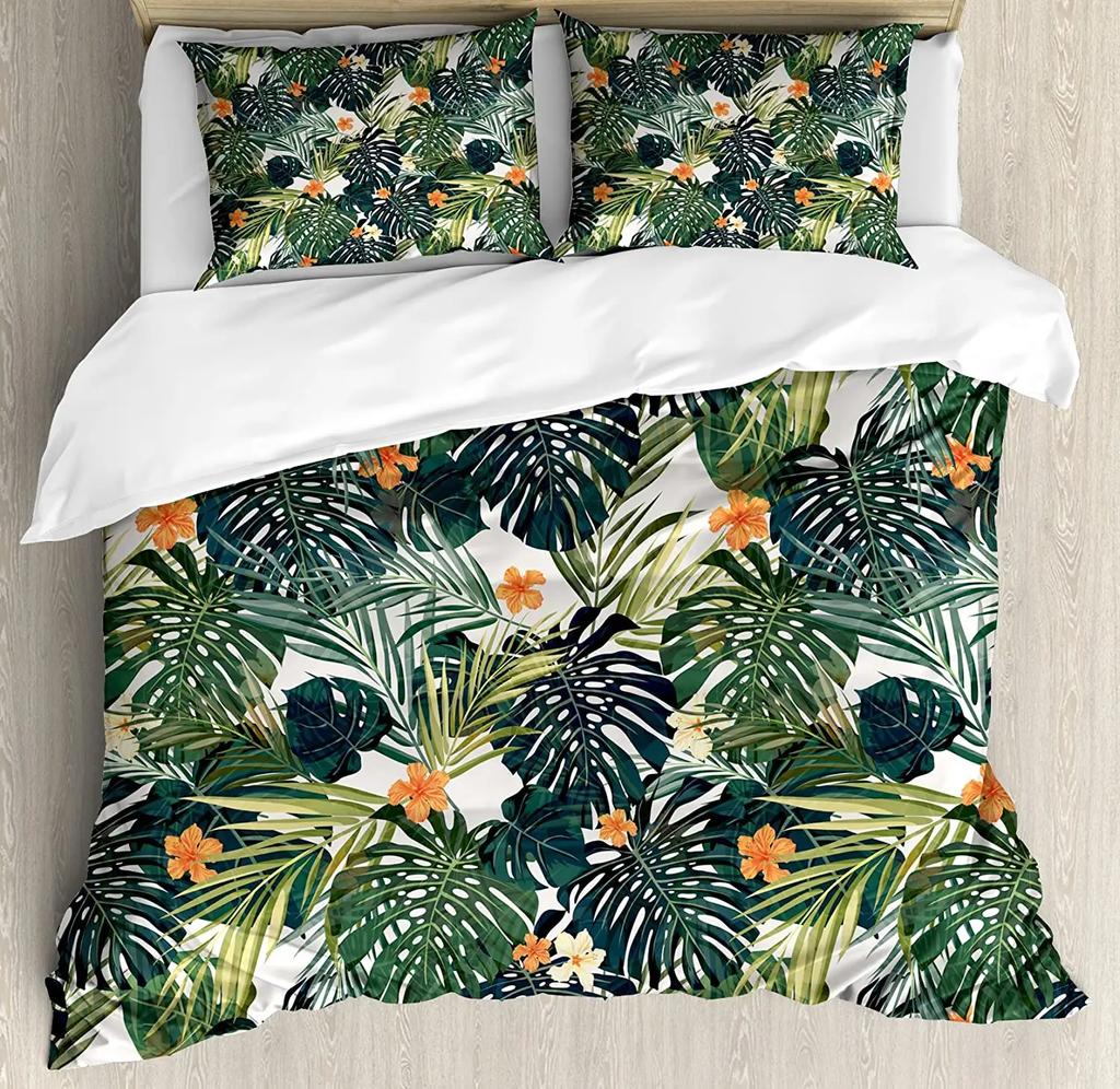 Palm Tree Sea Beach Blue Sky White Clouds 3pcs Bedding Set For Double Bed Home Textile Duvet Cover Quilt Cover Pillowcase