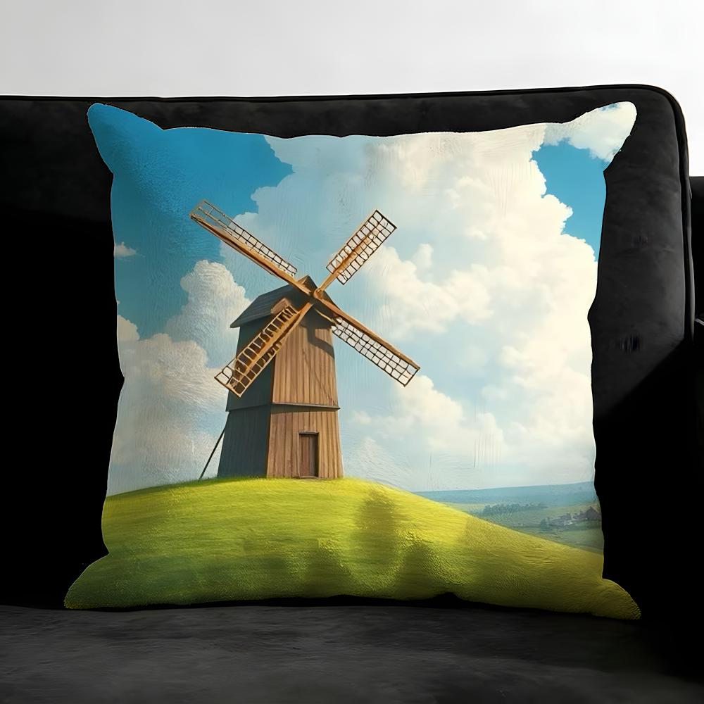 Windmill Fashion Cushion Cover Pillowcase Ultra Soft Skin Friendly Fabric Cloud Like Comfort & Concealed Zipper