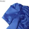 ZANZEA Women Casual V-Neck Summer Short Sleeve A-line Dress