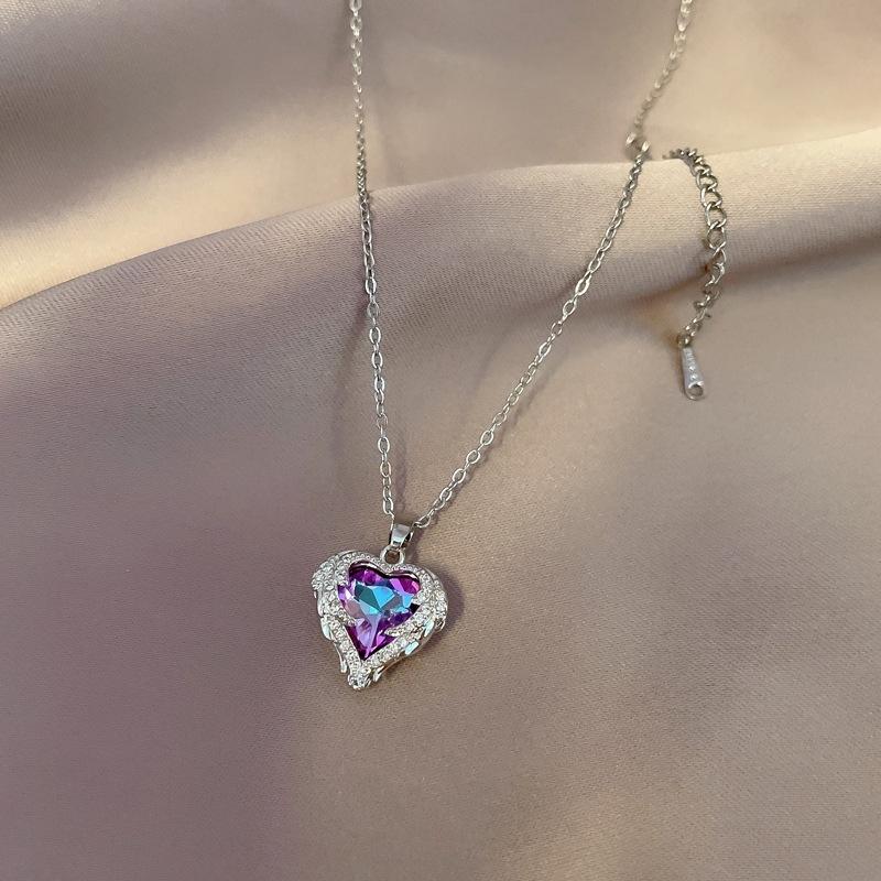 Trendy Heart Stainless Steel Cubic Zirconia Necklaces For Women Men Gold Color Metal Crystal Necklace Party Everyday Jewelry