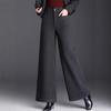 Women's Drapey Loose Suit Pants - Autumn/Winter 2025, Plus Velvet Woolen, High-End Feel, Wide Leg, Straight, Long, Casual Style.