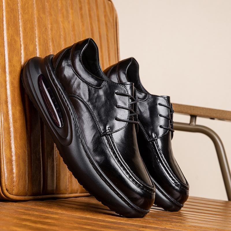 New cowhide business casual leather shoes men's spring breathable soft-soled leather shoes air cushion bottom shock absorption trend leather shoe