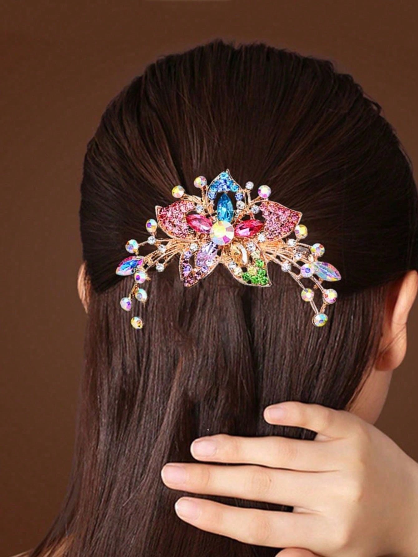 

1 шт. Модные хрустальные заколки для волос в виде цветка для женщин, аксессуары для волос
