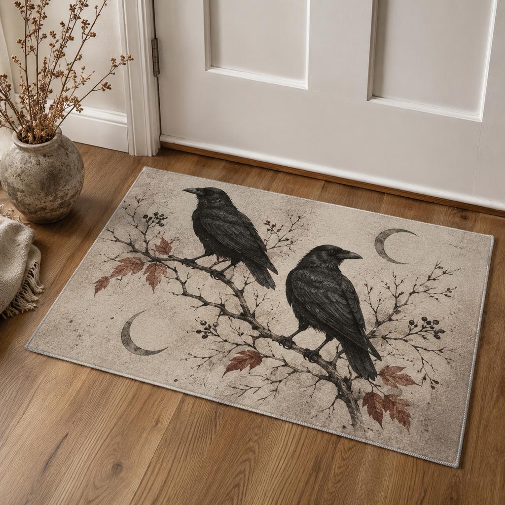 Personalized Doormat Halloween Vintage Gothic Pumpkin Welcome Mat With Moon Autumn Leaves Non‑Slip Entrance Rug Indoor Outdoor