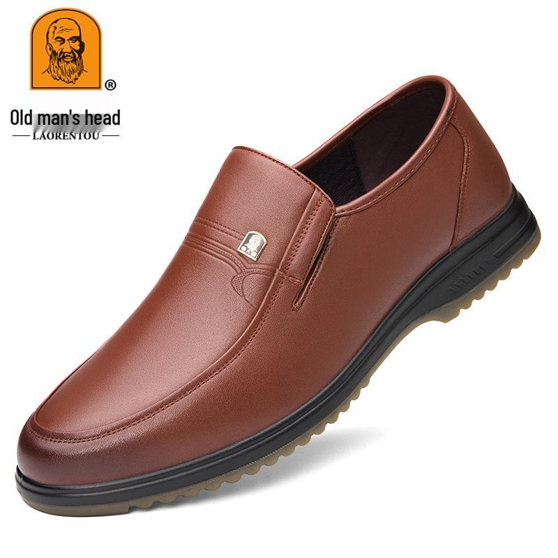 Laoren Tou Men s Genuine Leather Business Casual Non-slip Shoes for Dad 38 коричневый