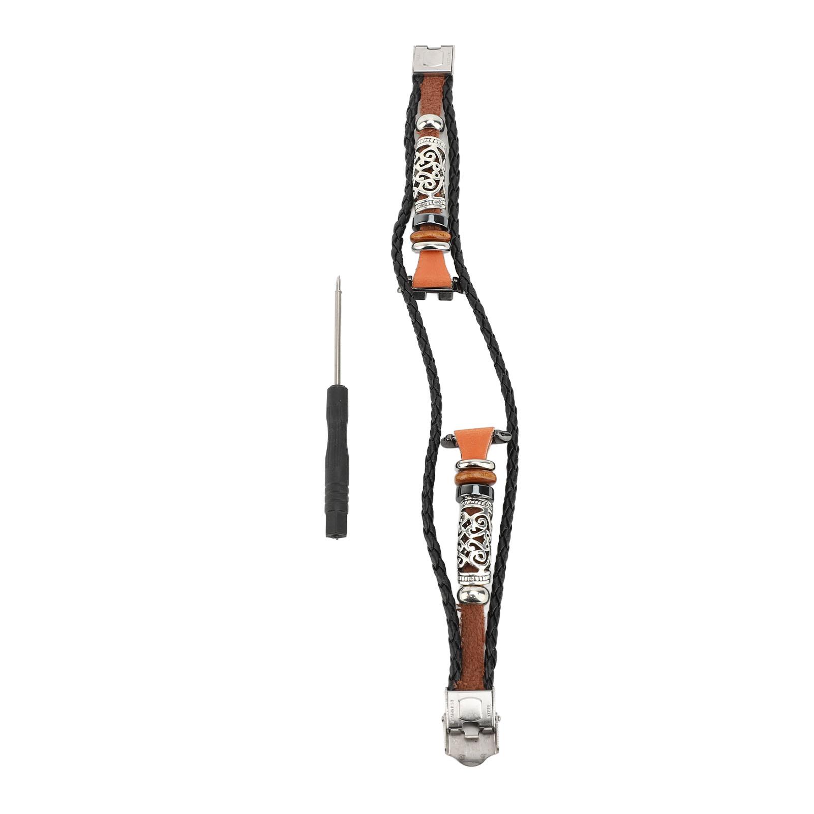 

Винтажный стильный ремешок для наручных часов из искусственной кожи с этническим ретро-бисером, совместимый с браслетом 9 Smar Brown