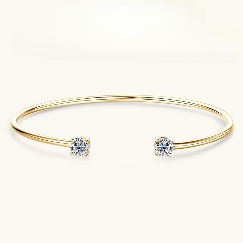 

Anziw 5mm Moissanite Bangle Cuff Real 925 Sterling Silver Bracelet for Women Hand Opening Cuffs Fine Jewelry Gifts