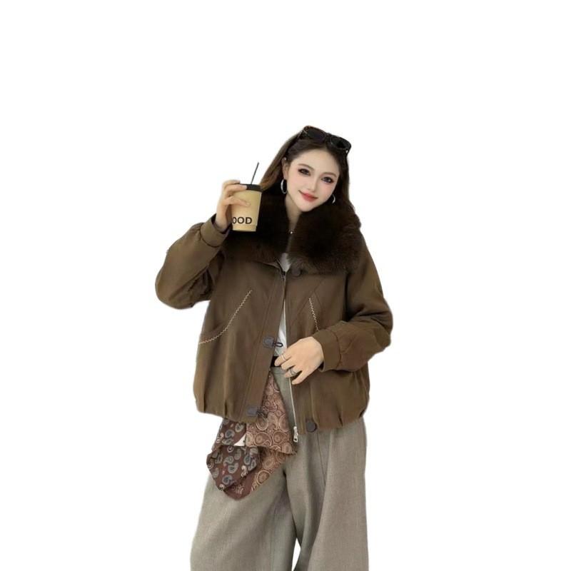 Womens Oversized Collar Faux Fur Lined Parka 2026 Fall Winter Thick Warm Fashion Coat