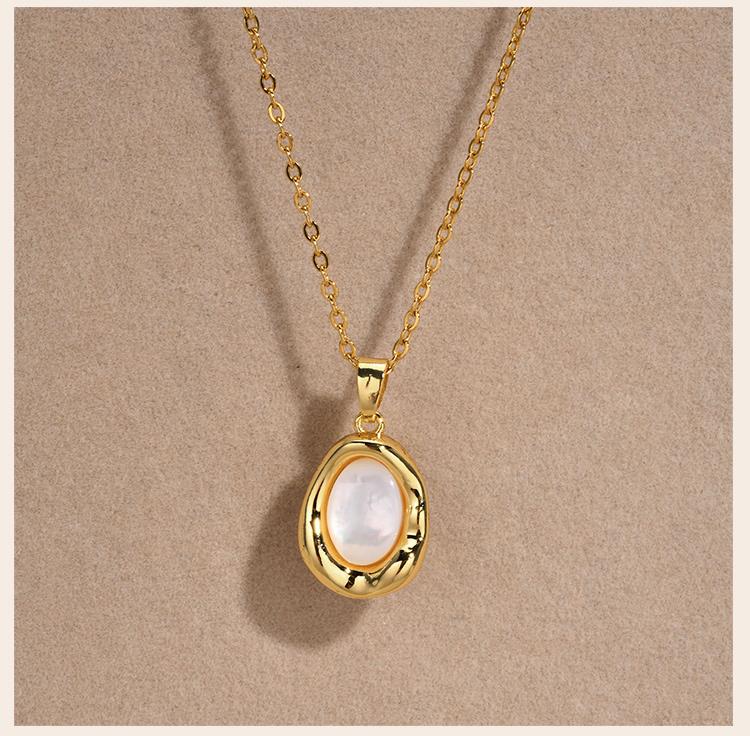 Ovaler Perlenhalskette für Damen, Verstellbare Kette Geometrischer Schmuck Blei Frei Hypoallergen