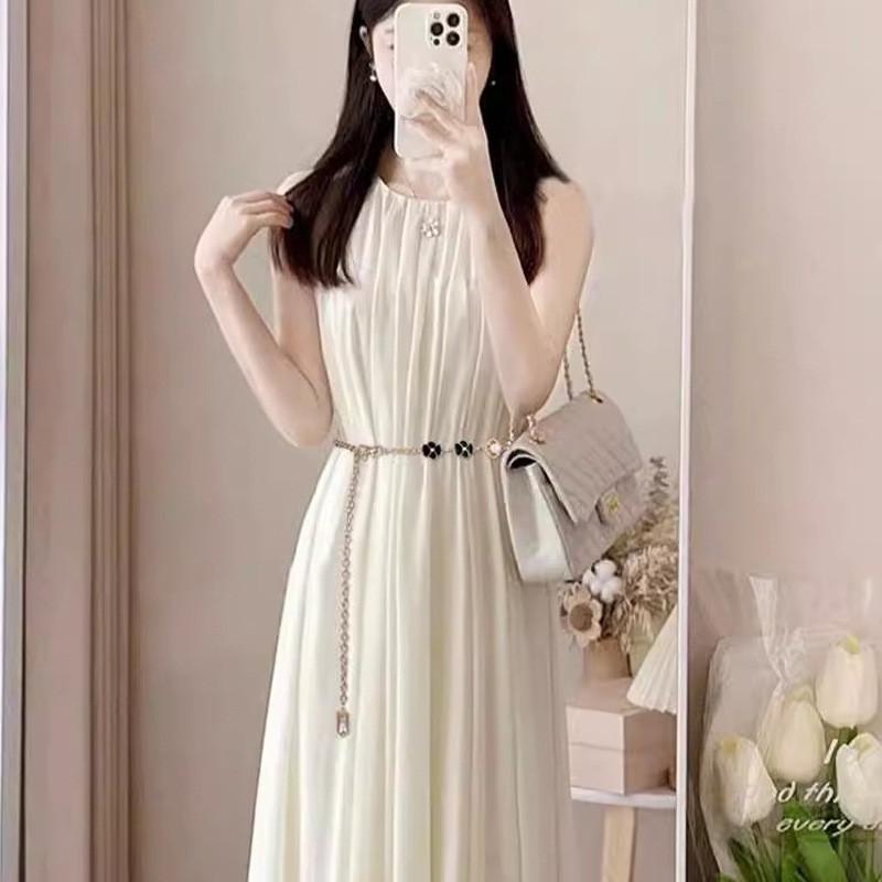 Gold Metal Waist Chain For Women Summer Dress Accessories With Water Diamond Embellishments