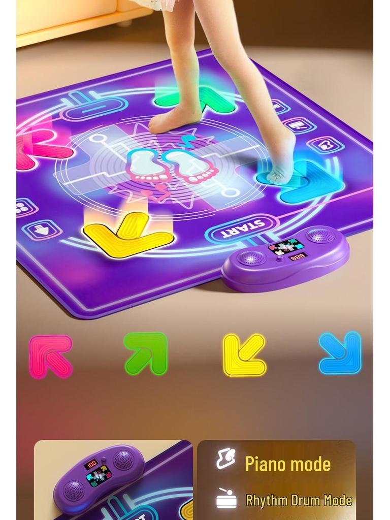 Girls' Musical Dancing Mat – Kids' Fitness Challenge and Puzzle Jump Pad