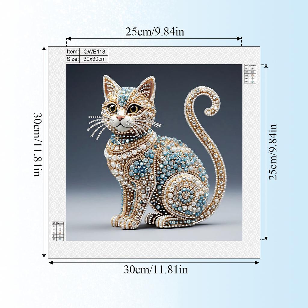 Kit Pittura Diamante Fai da Te Forma Speciale Gatto Trapano Parziale per Adulti Decorazione Parete Casa Punti Diamante Kit Arte con Gemme 11.81x11.81in