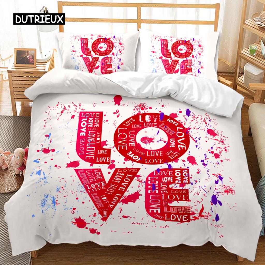 Red Lip Duvet Cover Set Red Lip Lipstick Sexy Adult Couple Comforter Cover Valentine's Day Gift for Lover Polyester Qulit Cover