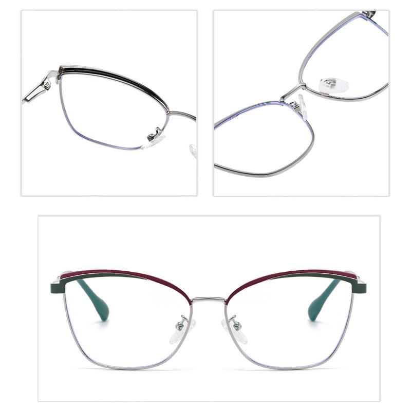 6205 New Trendy Metal Cat Eye Fashion Anti-Blue Flat Mirror, European And American Fashion Spring Foot Glasses