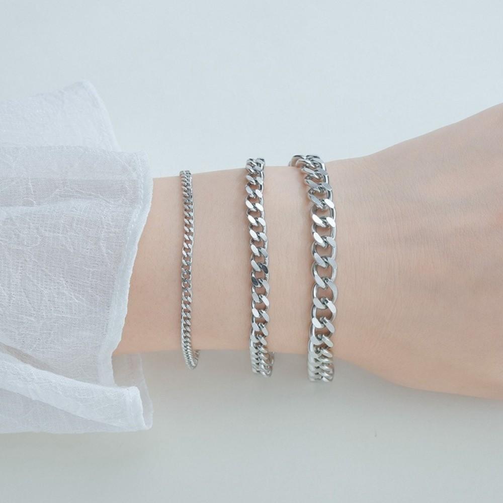 Silver/Gold/Black Cuban Chain Bracelet Stainless Steel Couple Bracelet for Men Women