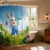1pc Easter Happy Cartoon Rabbit Printed Waterproof Shower Curtain Partition Privacy Hanging Curtain With 12 Hooks Multiple Sizes