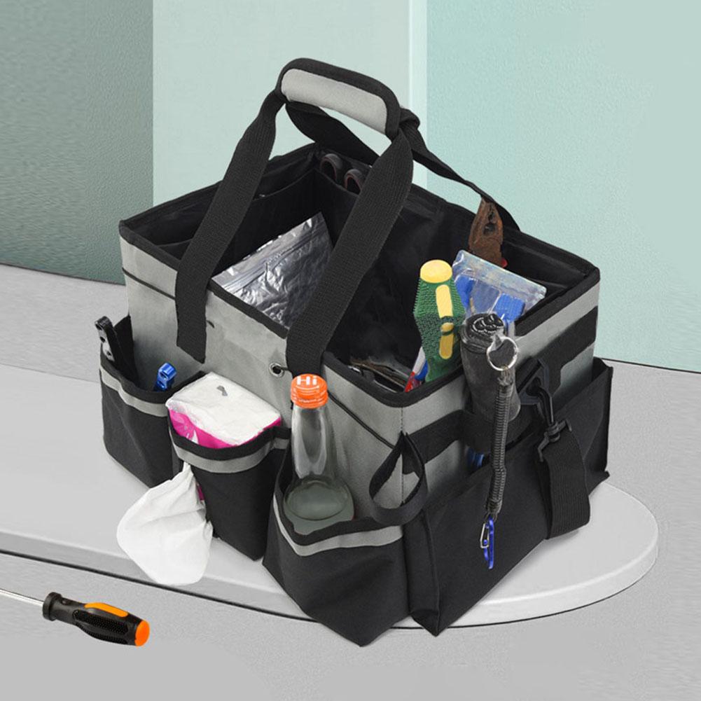 Cleaning Supplies Organizer Large Capacity Storage Tote Bag Oxford Cloth Tool Handbag Under Sink Car Cleaning Tool Organizer Bag