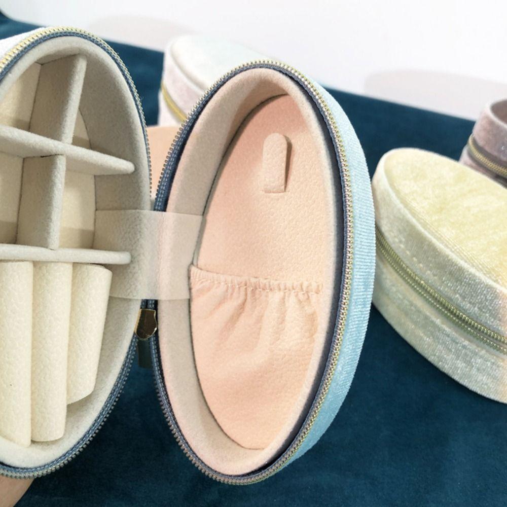 Divided Compartments Velvet Jewelry Display Box Portable Travel Jewelry Case Daily Use