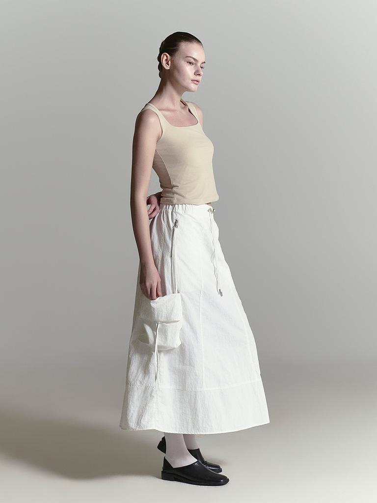 Half Devils Nylon Multi-Pocket Cargo Skirt_White