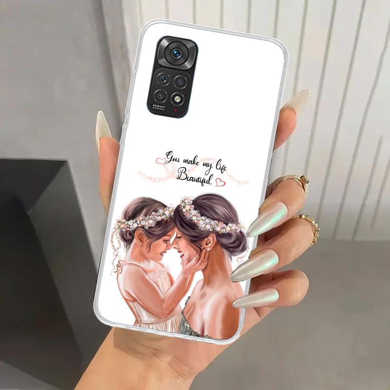 Mom Baby Girls Phone Case for Xiaomi Redmi Note Note 14 13 12S 12 11S 11 Pro Plus 11T 11E 10S 9 9S Soft Funda Print Shell Note 1