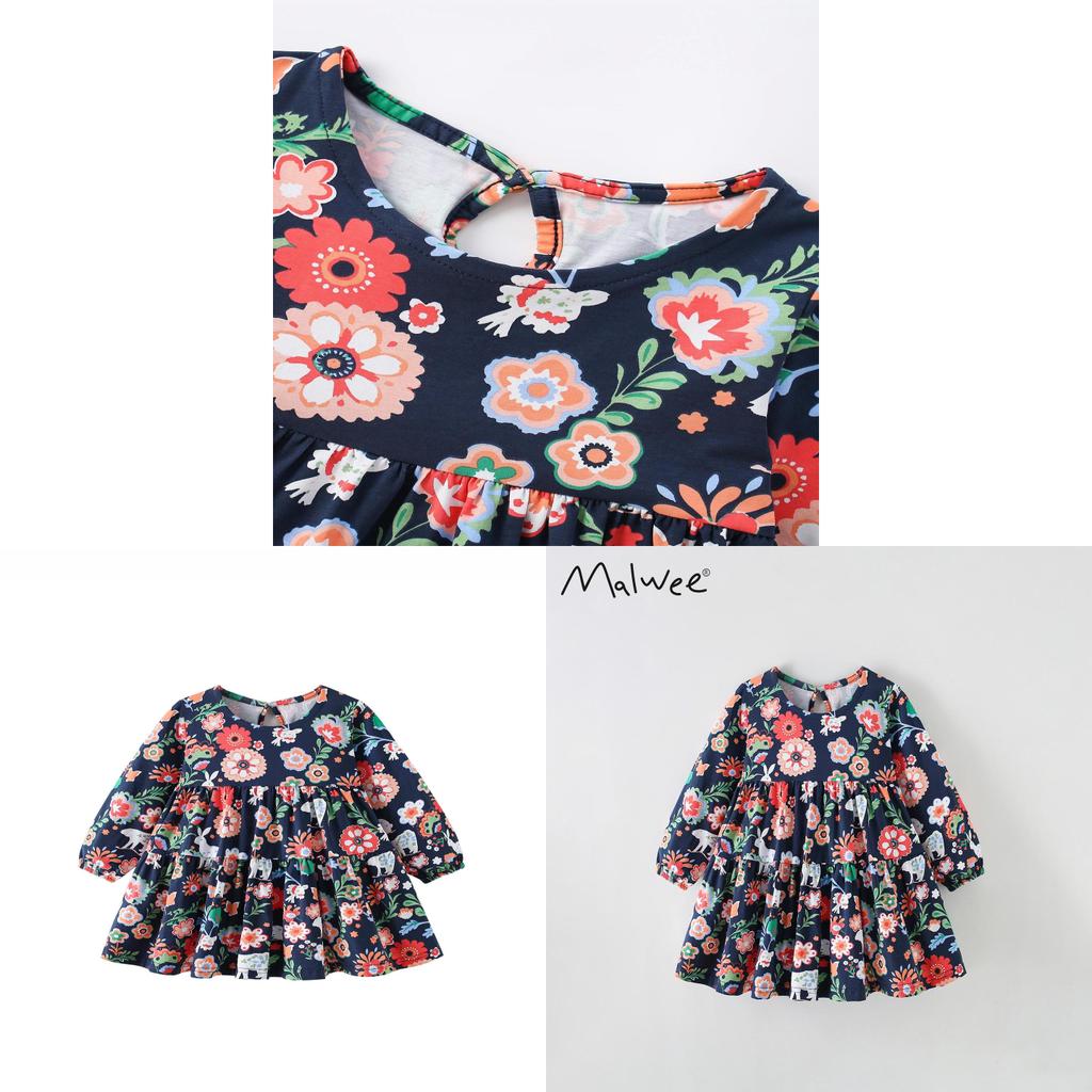 Girl Dress With Cartoon Animal Pattern Soft Cotton Winter Christmas Gift