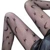 High-Waist Elastic Waistline Thin Hollow Women Stockings Sexy Cross Pattern Fishing Net Stockings Club Wear
