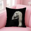 LLady GagaA Singer Cushion Cover Natural Linen Pillow Case DoubleSided Print Decorative Sofa Pillowcase Home Decor Gift