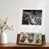 Custom Father's Day Gift for Dad, Photo Acrylic Plaque Personalized Night Light, Walnut Photo Frame with Night Light, Unique Romantic Birthday