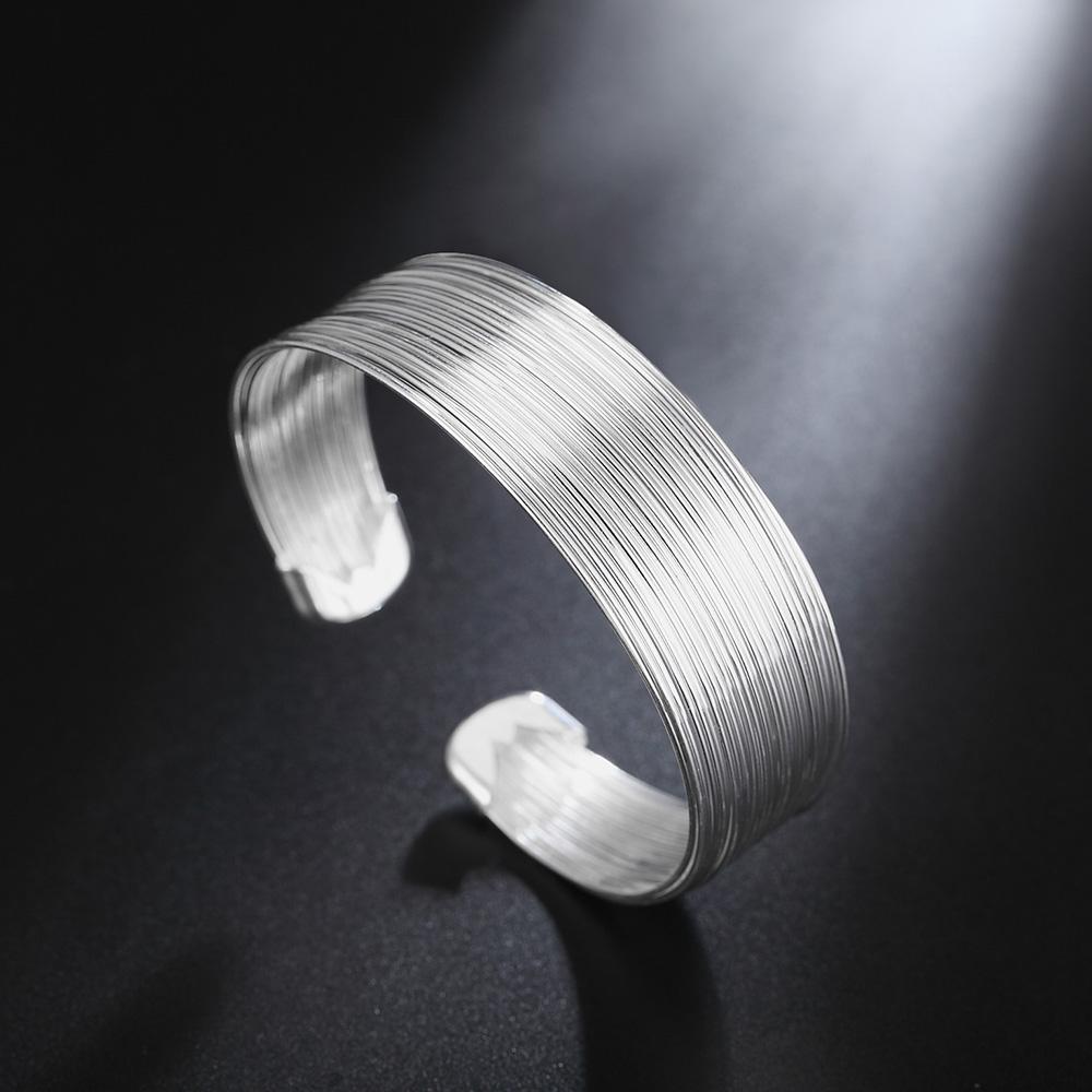 Trend Brands 925 Sterling Silver Cuff Bracelets for Women Lines Bangles Fashion Wedding Party Jewelry Christmas Gifts