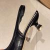 2024 New Women's Shoes Pointed Toe Shallow Nude Pink Diamond Shoes Solid Slingbacks Fashion Women Dress Shoes Party Sandals