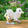 Creative Resin Leisurely Lamb Farm Statue,Sheep Statue,Lamb Figurine Cute Outdoor Decoration Animals Sculpture  for Yard Patio Landscaping Decor