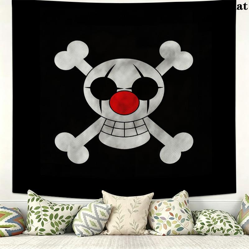 One Piece Logo Wall Tapestry Aesthetic Wall Hanging Printed Fabric Blanket Decorative Tapestries For Bedroom Living Room Home Decor