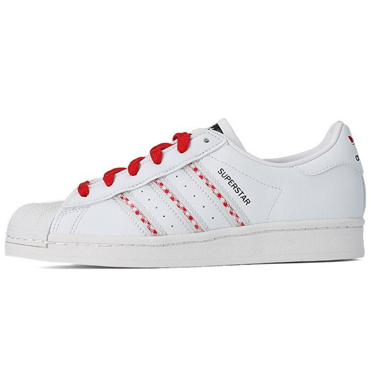 Adidas Originals Superstar Durable Lightweight Low-Top Skate Shoes Unisex Sneakers White Red Black FZ2822