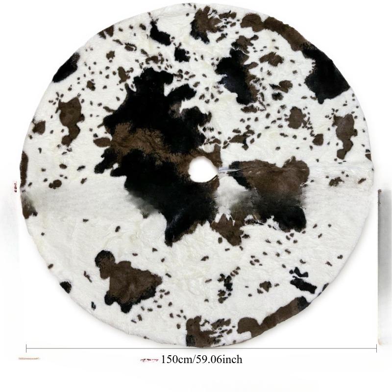 

1 шт. Горячая распродажа Флисовая юбка для рождественской елки с коровьим принтом Полиэстеровый коврик для елки для домашнего декора Праздничный коврик-подкладка Домашнее украшение белый