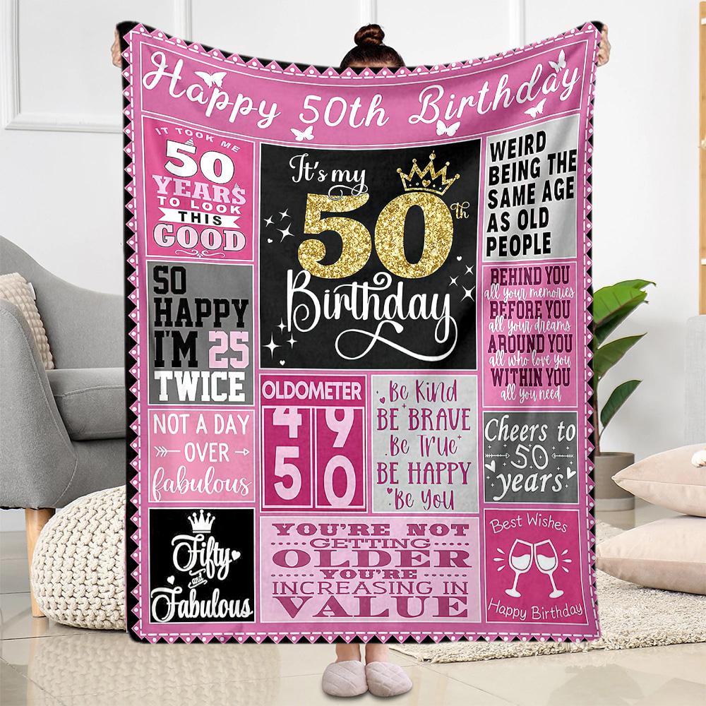 Happy 60th Birthday Floral Blankets Are Suitable for Living Rooms,making Them an Ideal Choice for Outdoor Travel and Gifts.