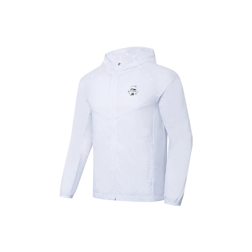 Li Ning Logo Letter Print Color Block Lightweight Sun Protection Jacket Unisex Jackets White AFDT159-1
