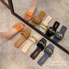 35-42 large size cool slippers women's 2021 summer new one-character metal chain outer wear fashionable blue black