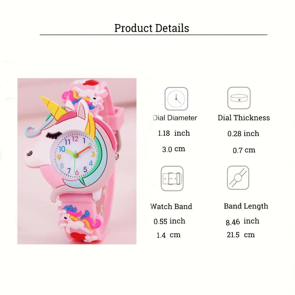 Children's Necklace Unicorn Quartz Watch Ear Clip Scrunchie Set Explosive European and American Ear Clip Scrunchie Ring