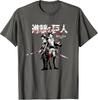Levi and Eren Sword Blood Splatter AOT Anime T-Shirt Unisex T-Shirt