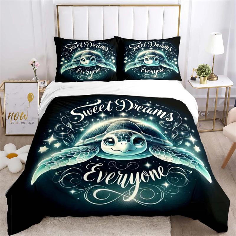 Cute Turtle Dolphin Beautiful Fish Duvet Cover Set Printed Bedding Set Double Queen King Size 2/3pcs,Bettbezug