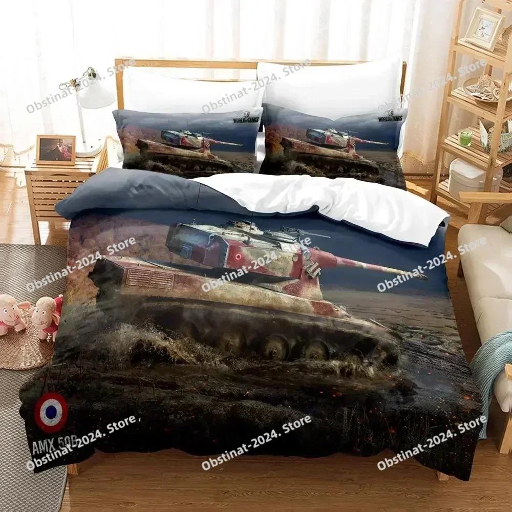 Panzer Bettbezug King Size Kriegsthema Bettwäscheset Dirt Bike Steppdeckelbezug für Kinder Jungen Männer Bequemer Mikrofaser Steppdeckelbezug